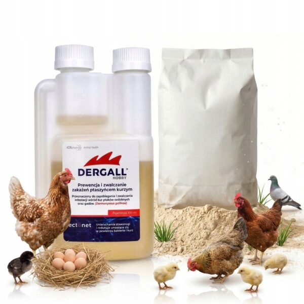 Zestaw na ptaszyńca do higieny kurnika – Dergall 100 ml + ziemia okrzemkowa 10 kg
