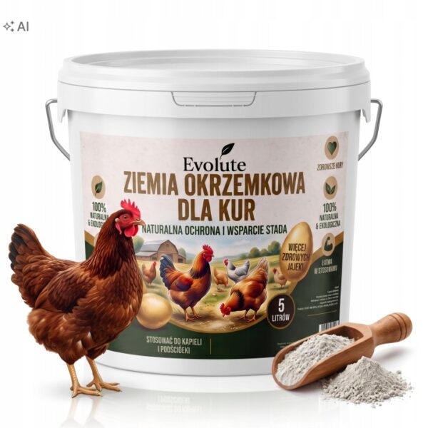 Ziemia okrzemkowa dla kur i drobiu Evolute w wiaderku 5 l