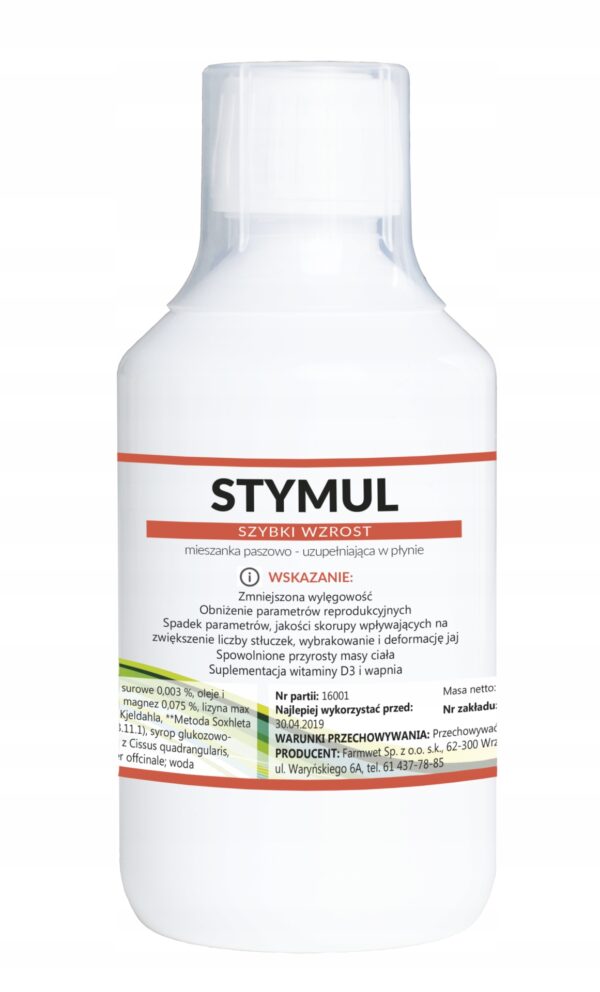 Dodatek na wzrost i przyrosty brojlerów Farmwet Stymul, 250 ml